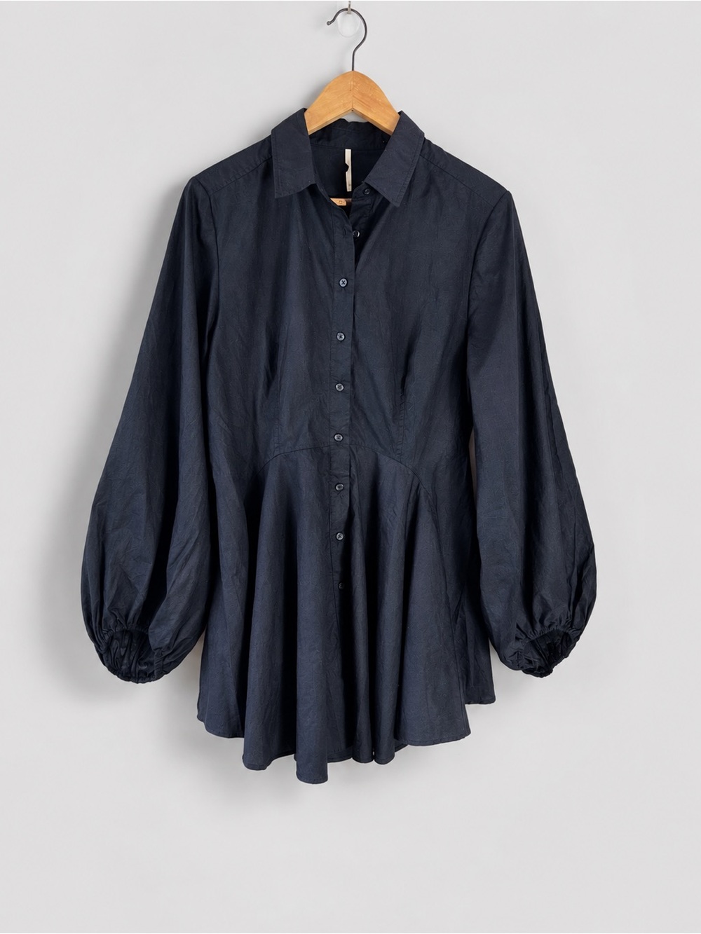 FREE PEOPLE Black All the Time Front Button Tunic Top Size M Cotton Witchycore